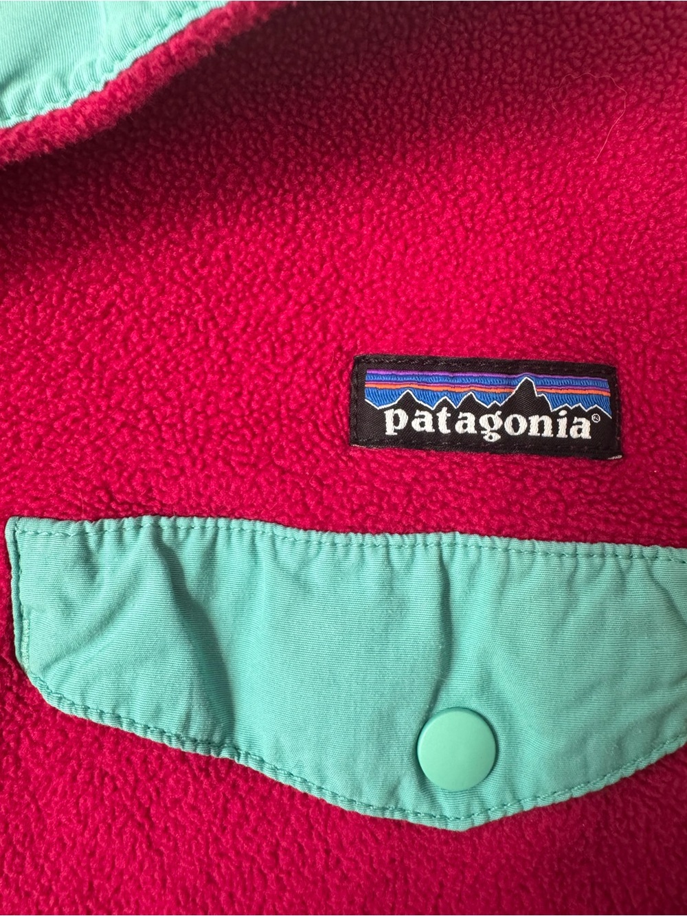 Patagonia Synchilla - Berry Pink with Teal Trim - Picture 2 of 7